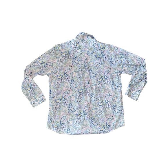 Alan Flusser Paisley Print Long Sleeved Button Down chest pocket Shirt Large - Picture 3 of 13